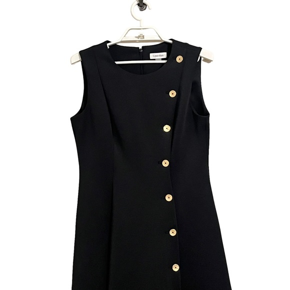 Calvin Klein Aline Sleeveless Silver Button Dress - Picture 2 of 7